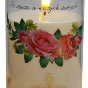 Wkład led do zniczy Cortina 15 cm z napisem Pamiętamy 1szt
