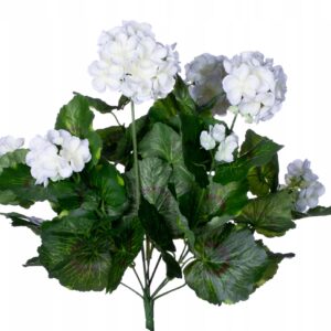 Pelargonia geranium bukiet kwiatów biała sztuczna