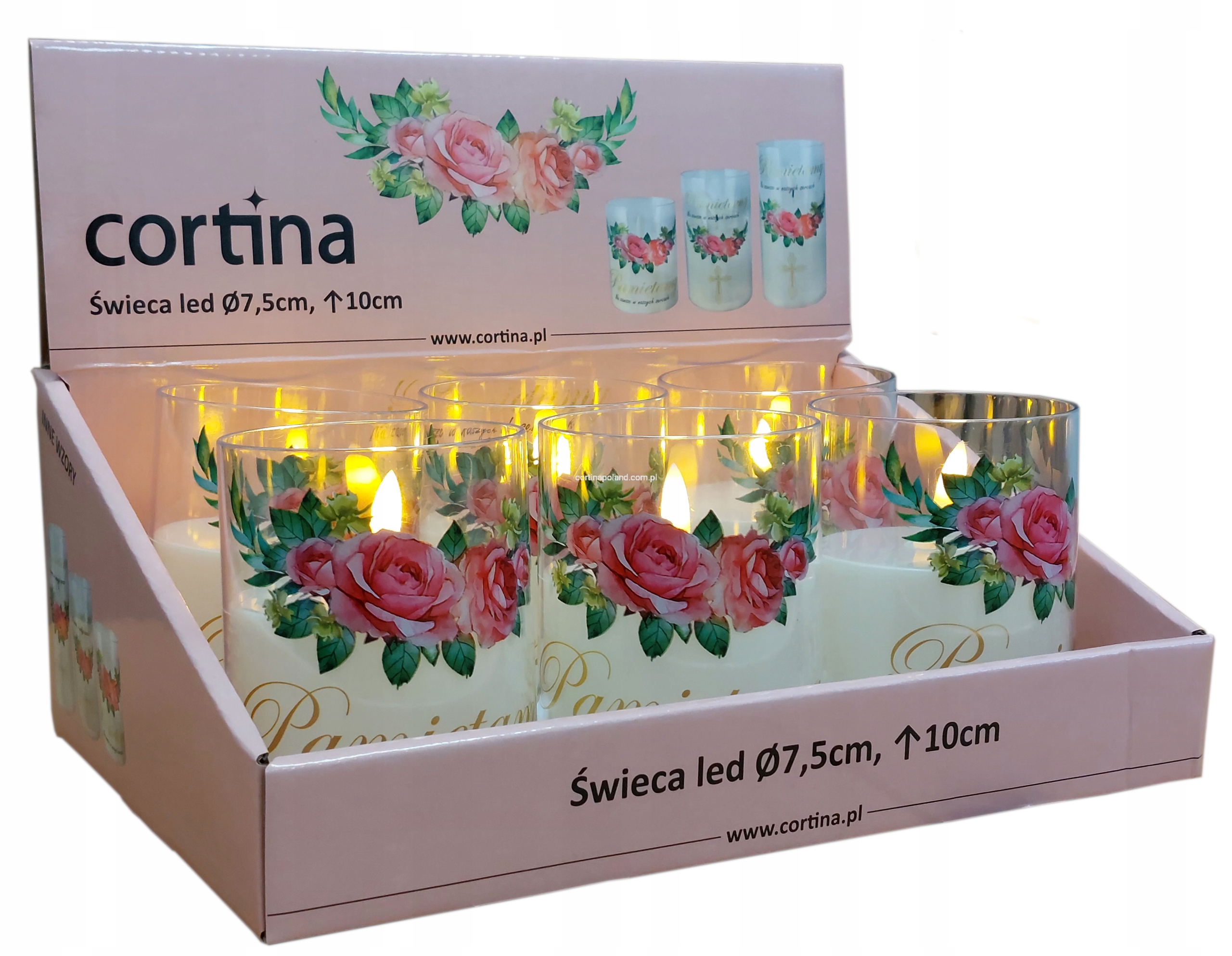 Wkład led do zniczy Cortina 12,5 cm z napisem Pamiętamy 1szt - obrazek 3