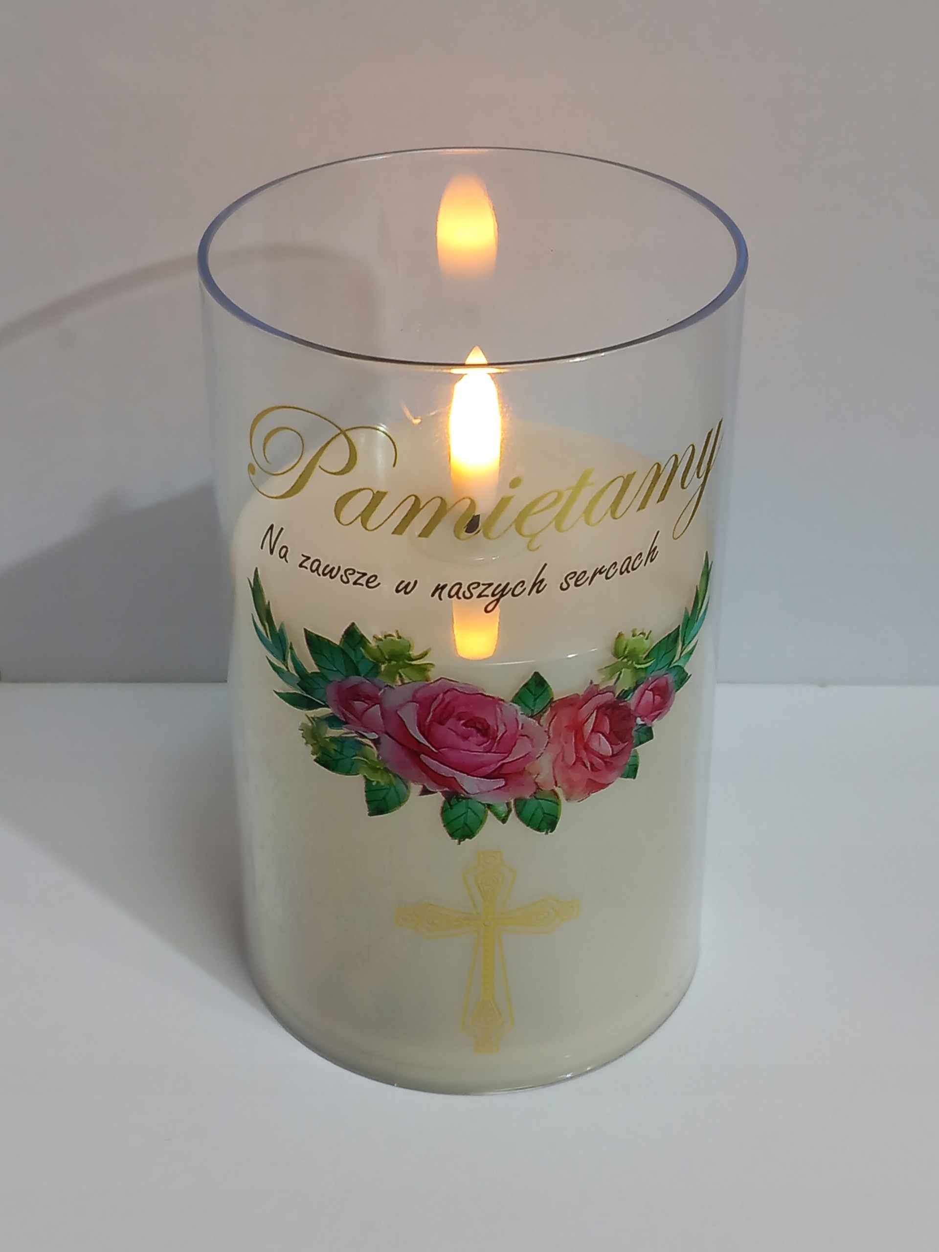 Wkład led do zniczy Cortina 12,5 cm z napisem Pamiętamy 1szt - obrazek 2