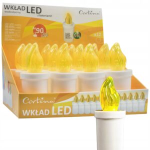 Wkład led do zniczy Cortina 11 cm żółty 12 szt