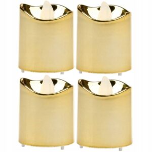ZESTAW 4 ŚWIECZEK TEA LIGHT LED GOLD złote 5cm