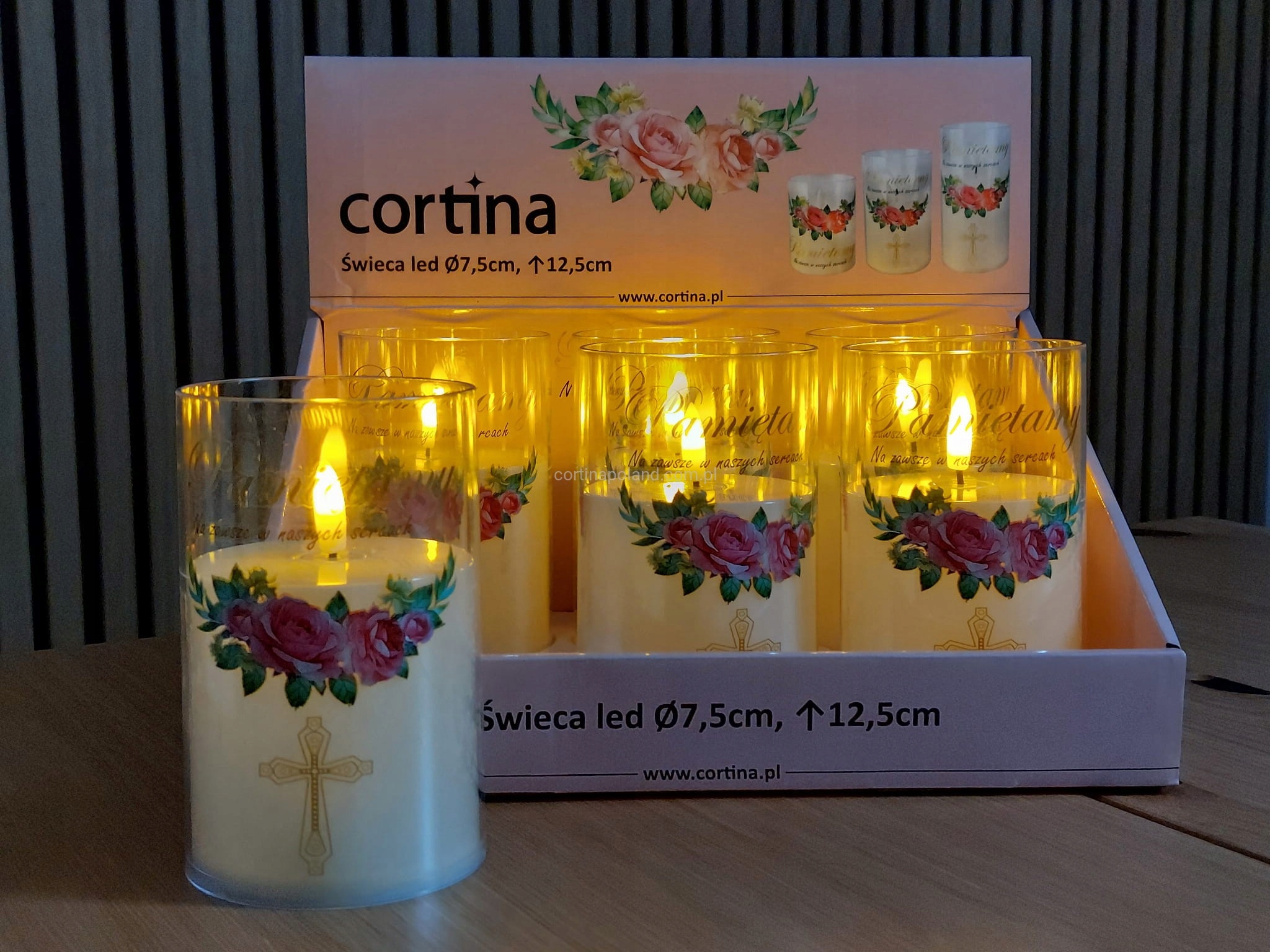 Wkład led do zniczy Cortina 12,5 cm z napisem Pamiętamy 1szt - obrazek 5