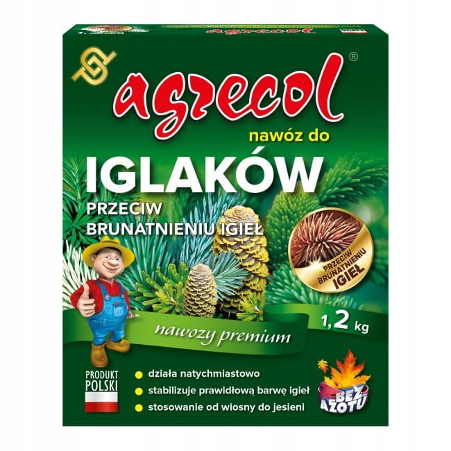 Nawóz do iglaków Tui Przeciw Brązowieniu Żółknięciu Igieł Agrecol 1,2 kg - obrazek 2