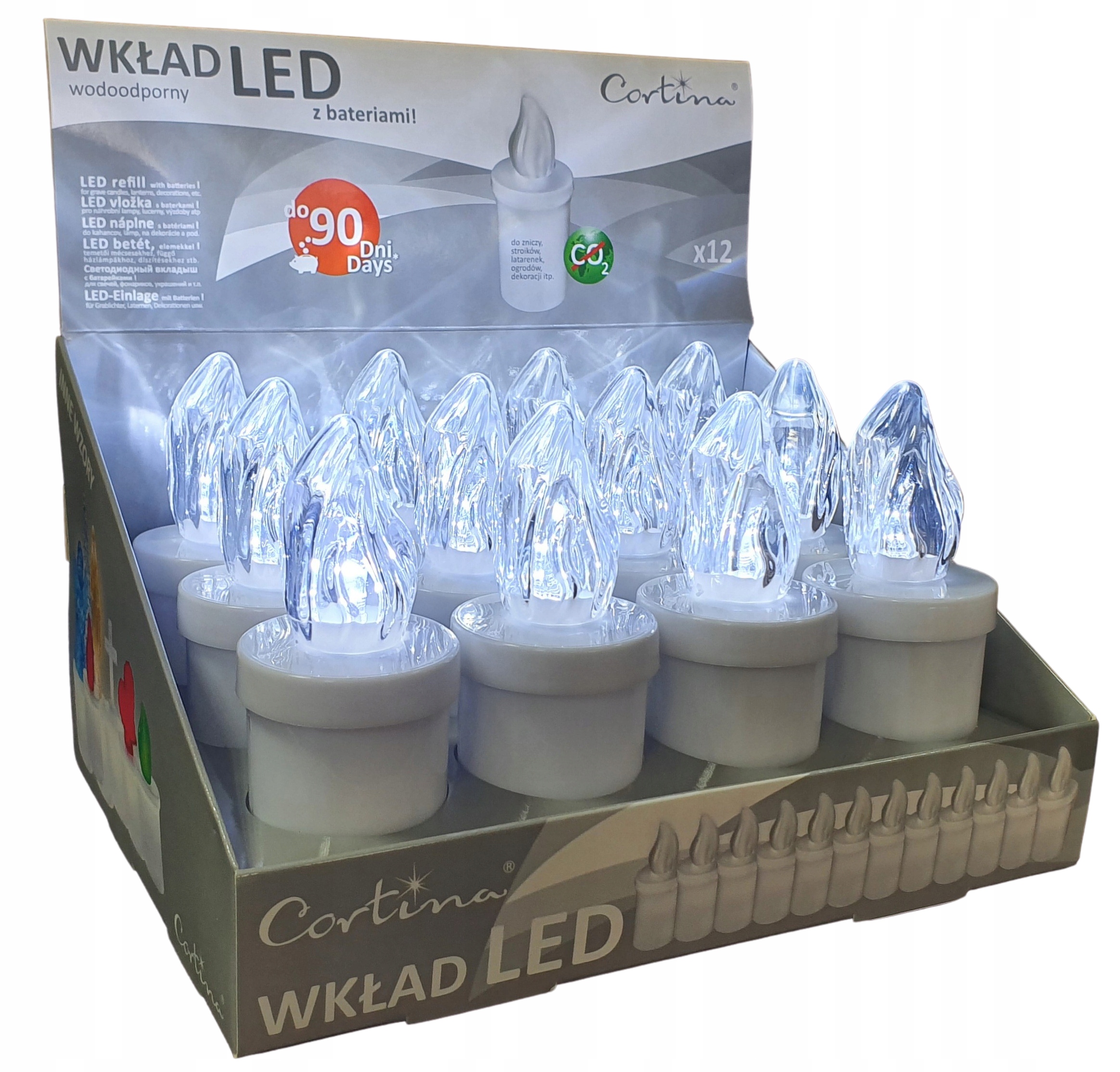 WKŁAD LED do zniczy elektryczny baterie 12 szt ŚWIECZKA