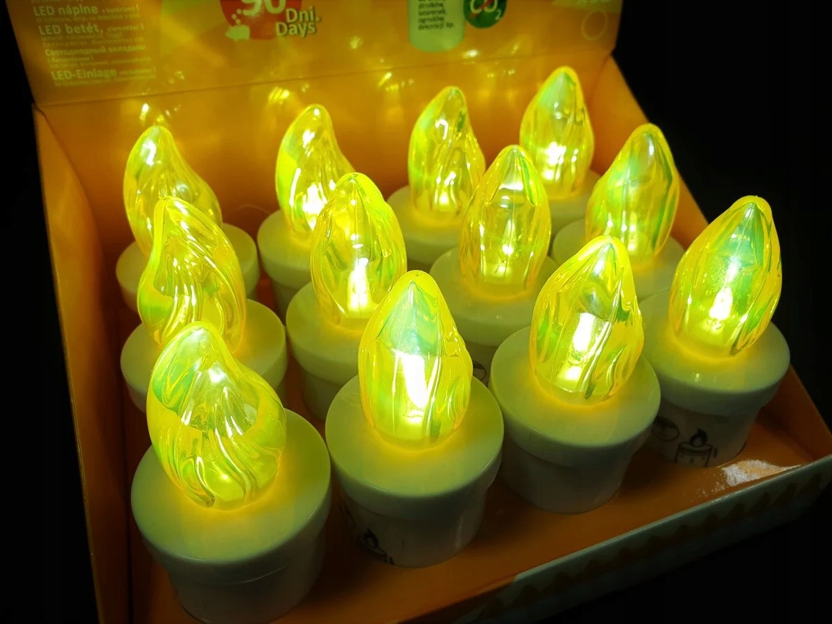 Wkład led do zniczy Cortina 11 cm żółty 12 szt - obrazek 3