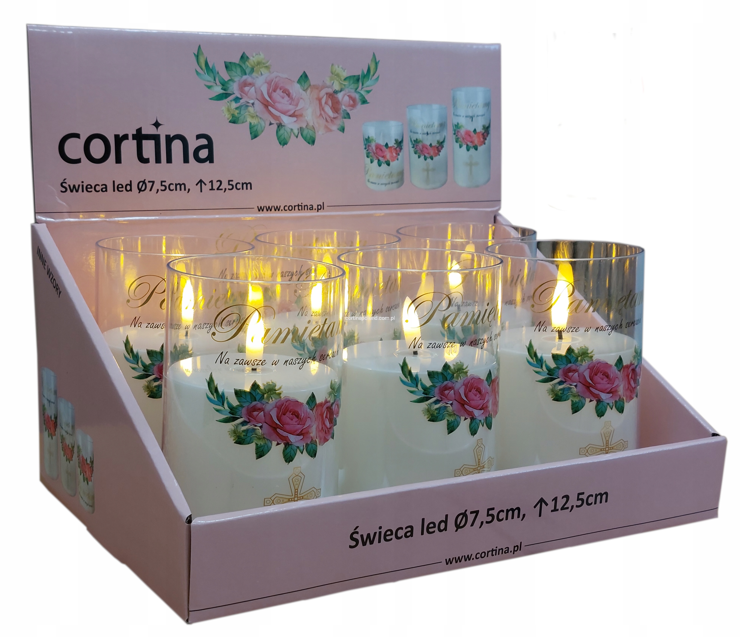 Wkład led do zniczy Cortina 12,5 cm z napisem Pamiętamy 1szt - obrazek 6