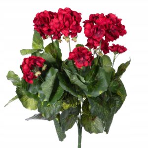 Pelargonia czerwona geranium bukiet kwiatów sztuczny do donicy na taras