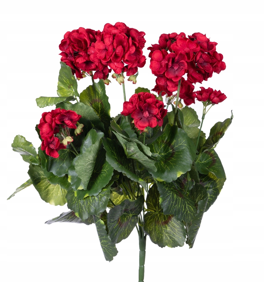 Pelargonia czerwona geranium bukiet kwiatów sztuczny do donicy na taras