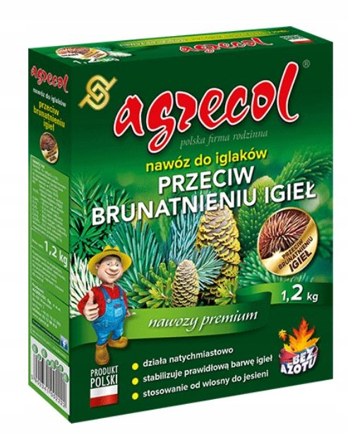 Nawóz do iglaków Tui Przeciw Brązowieniu Żółknięciu Igieł Agrecol 1,2 kg