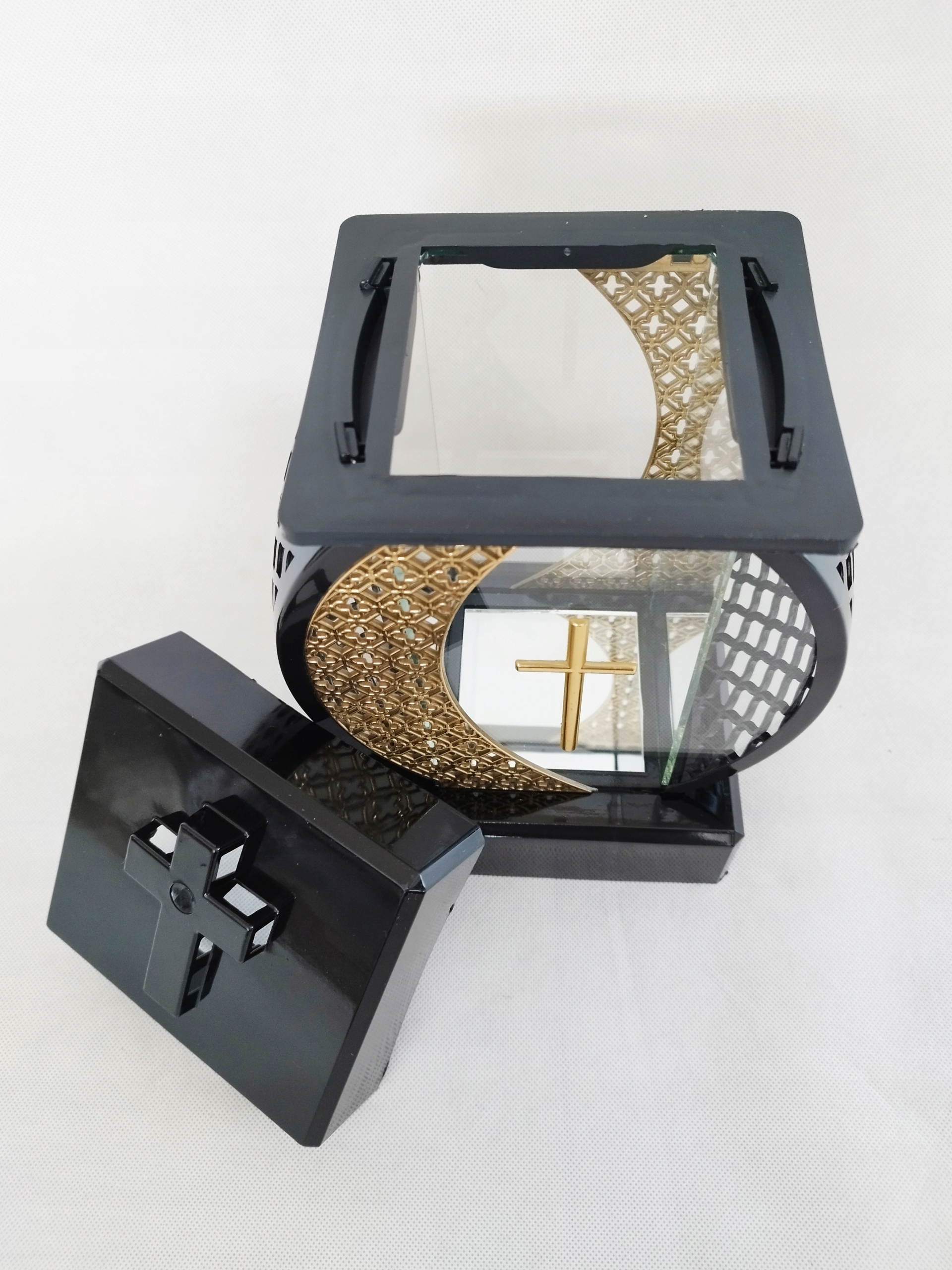 ZNICZ Lampion elegancki z Różą kwiaty RAMKA RATTAN - obrazek 5