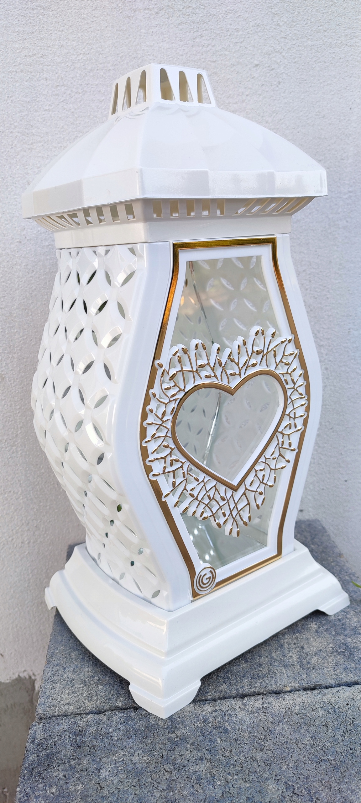 ZNICZ lampion PIĘKNY elegancki i nowoczesny 35cm BIAŁY - obrazek 4