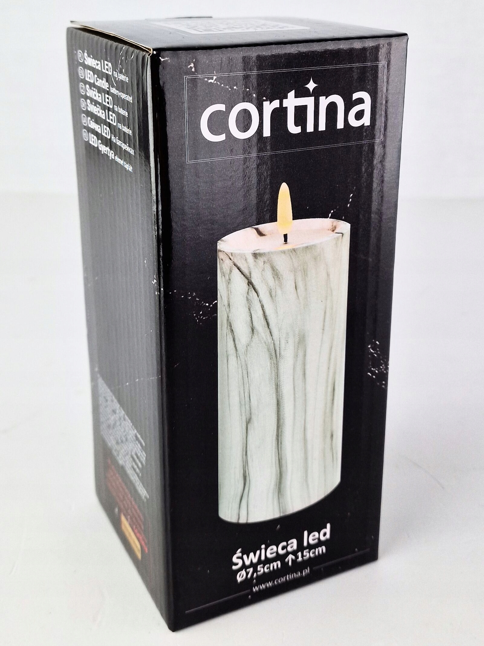 ŚWIECA LED 15cm na baterie biały marmur - obrazek 8