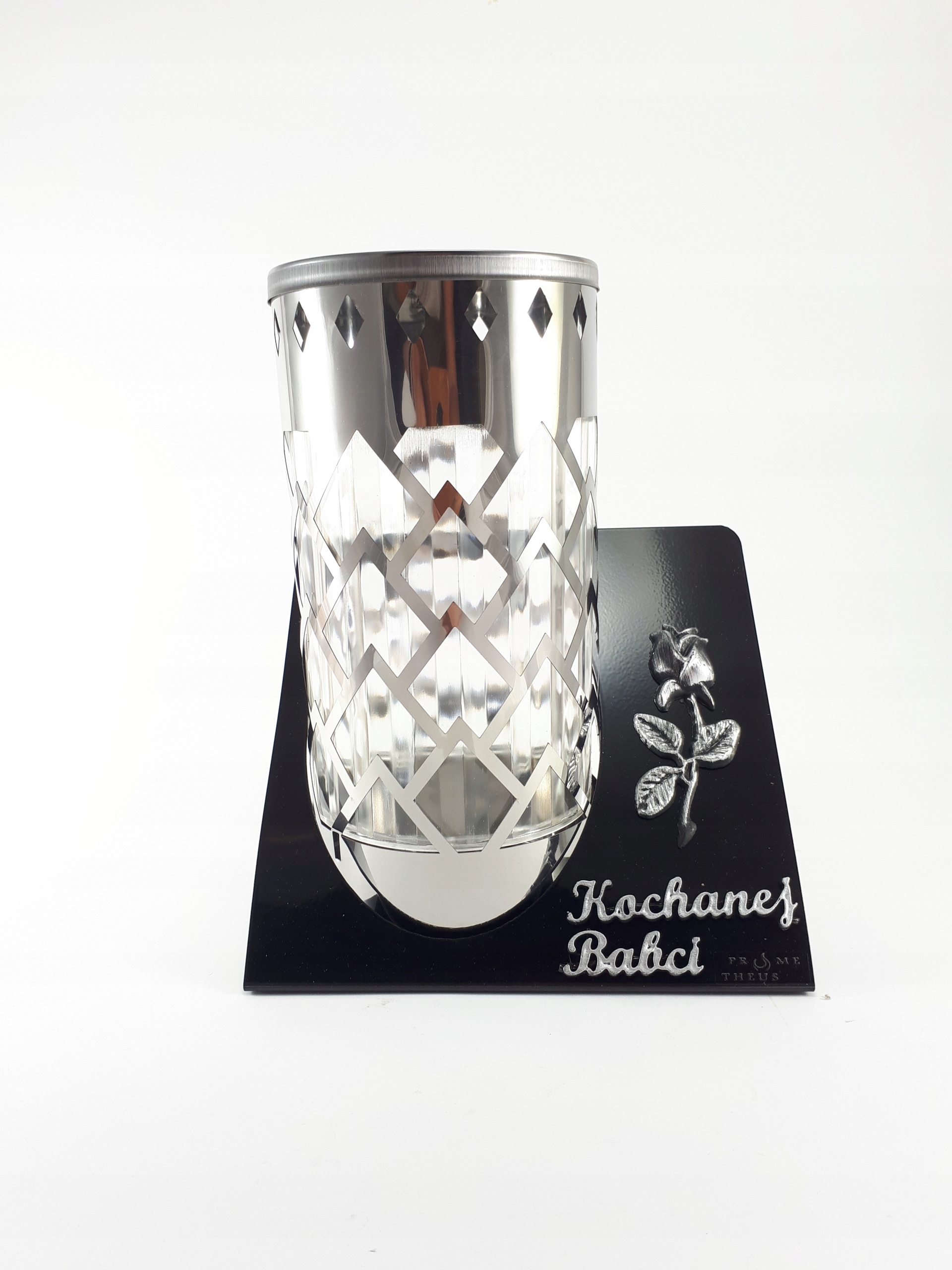 Znicz lampion metalowy z dedykacją KOCHANEJ BABCI - obrazek 5