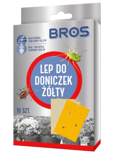 LEP do doniczek żółty, na mszyce ziemiórki i szkodniki 10 szt. BROS